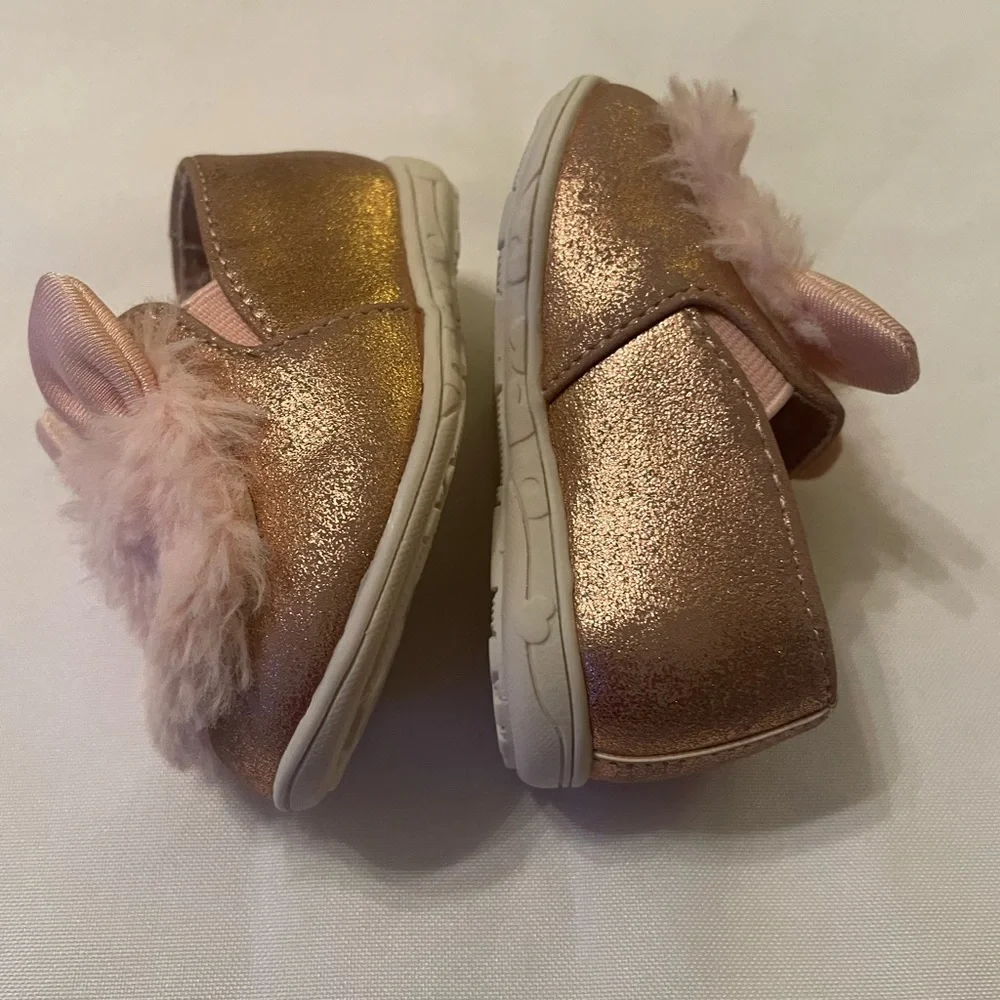 Set of Kids Brown Boots, Pink Bunny Shoes, & Silver Slippers,‎ Size 3